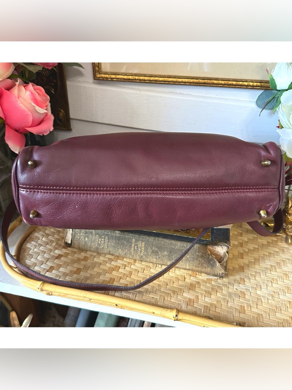Vintage Etienne Aigner Classic Dark Burgundy Oxblood Red Leather Shoulder Bag - Picture 9 of 9